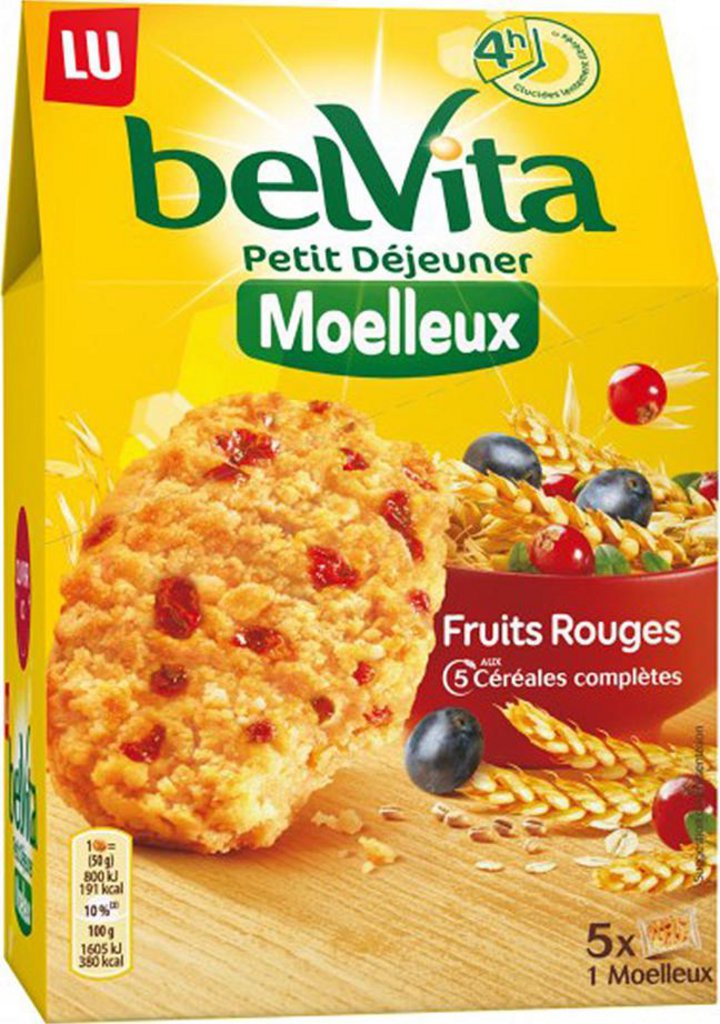 LU BelVita Petit Déjeuner Moelleux Fruits Rouges aux 5 Céréales
