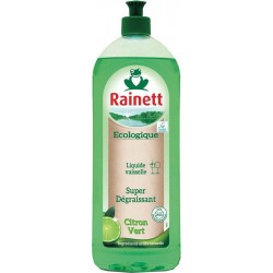 Rainett Écologique Liquide Vaisselle Super Dégraissant au Citron Vert 750ml (lot de 8)