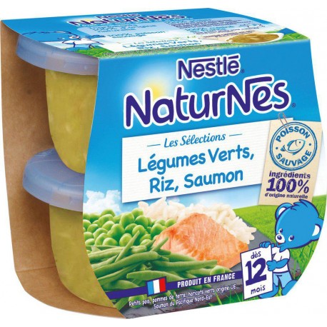 NaturNes Bébé Légumes Verts Riz Saumon x2 200g
