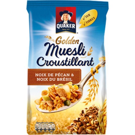 Quaker Golden Muesli Croustillant Noix De Pécan Et Noix Du Brésil 500g (lot de 4)