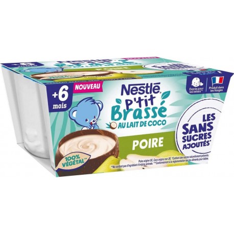 NESTLE Nestlé p'tit brassé au lait de coco poire 4x90g