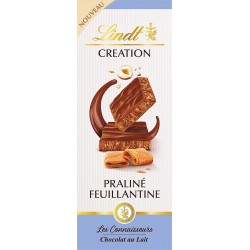 LINDT Chocolat au lait praliné feuillantine 110g