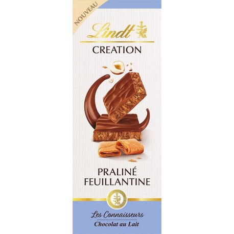 LINDT Chocolat au lait praliné feuillantine 110g