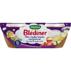 Blédina Blédiner Pâtes Coquilles Tomates Courgettes Lait Touche Gruyère (dès 12 mois) par 2 pots de 200g (lot de 6 soit 12 pots)