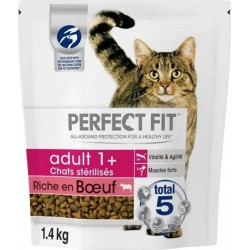 Perfect Fit Total 5 Croquettes Chats Stérilisés Adult 1+ Boeuf 1,4Kg (lot de 3)