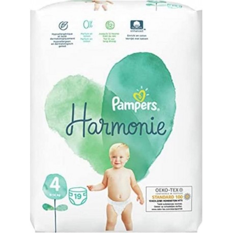 Pampers Harmonie Taille 4 (9-14Kg) x19 paquet 19 couches