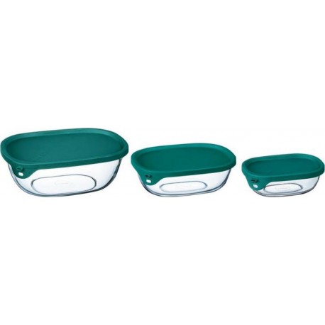 Set 3 pièces boîtes rectangles + couvercle - Nest & Store - Luminarc