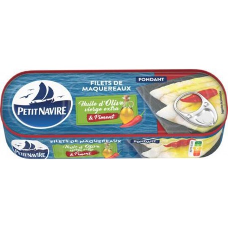 PETIT NAVIREFilets de maquereaux huile d'olive vierge extra & piment 145g