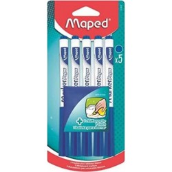 MAPED 5 FEUTRES EFFACABLE A SEC BLEU + CHIFFONNETTE