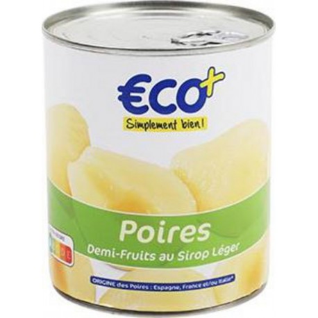 Poires au sirop Eco+ Léger 455g