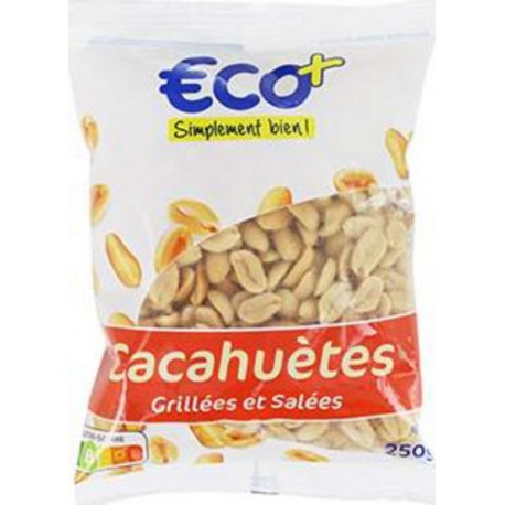 Cacahuètes Eco+ Grillées et salées 250g