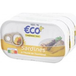 Sardines Eco+ Huile de tournesol 3x88g