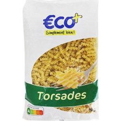 Pâtes Eco+ Torsades 1Kg