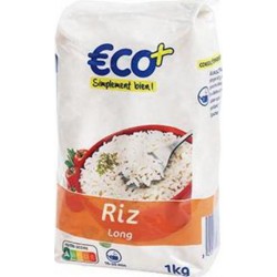 Riz long blanchi Eco+ 1Kg