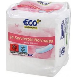 Serviettes hygiéniques Eco+ Normales Ultra minces x14