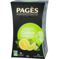 Pagès Thé vert Bio Citron Vert x20 sachets 36g
