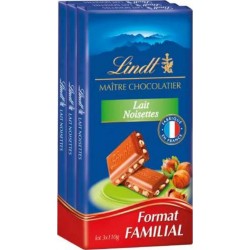 Lindt Chocolat au lait Lait noisette 3x110g