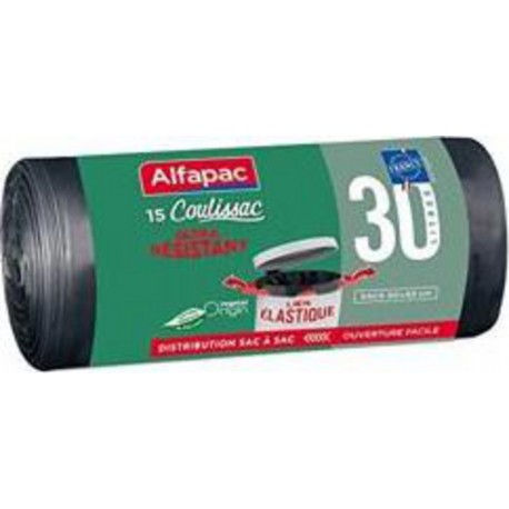 Alfapac Sac poubelle Lien élastique 30L X15