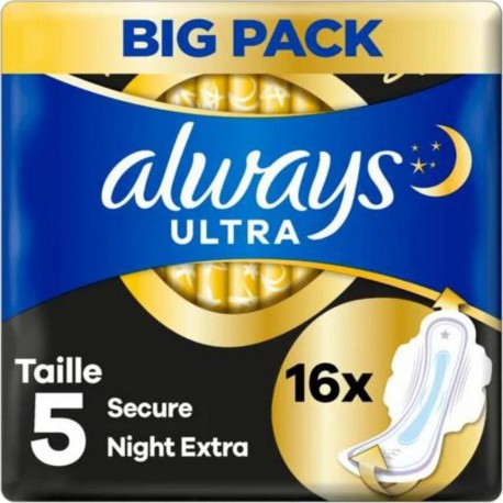Always Serviettes hygiéniques Ultra Secure Night Extra T5-x16 paquet 16