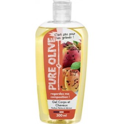 Pure Olive Gel Douche Corps et Cheveux Parfum Pêche et Abricot 300ml (lot de 4)