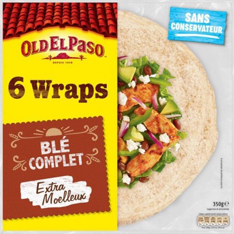 Old El Paso 6 Wraps Blé Complet Extra Moelleux 350g (lot de 4)