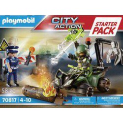 PLAYMOBIL City Action - Policier parachutiste et quad du bandit, Jouets de  construction 70781