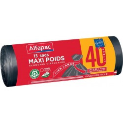 Alfapac Sac poubelle Maxi poids 40L x15