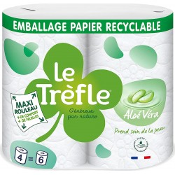 Le Trèfle Papier toilette Aloé Véra 4 maxi rouleaux6 paquet 4 rouleaux