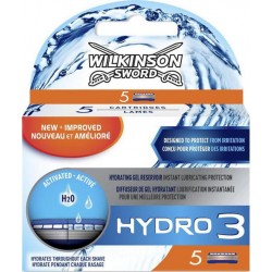 Wilkinson Sword Hydro 3 Activé H2O Lames de Rasoir pour Homme 5 Recharges