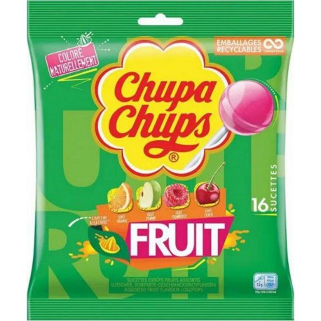 Chupa Chups Bonbons sucettes aux fruits x16 192g (lot de 6)