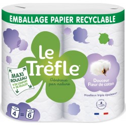 Le Trèfle Papier toilette Douceur Fleur de coton x4 paquet 4 rouleaux