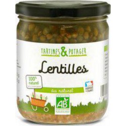 TARTINES & POTAGER Lentilles bio 100% naturel sans conservateur fabriqué en France, en bocal 395g