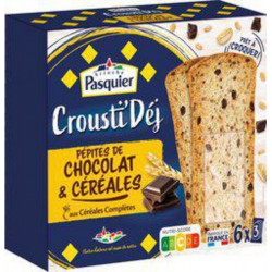 PASQUIER Crousti'déj biscottes au pépites de chocolat et céréales 180g