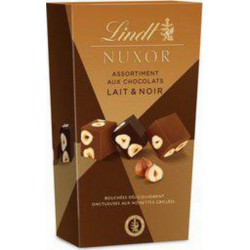 LINDT Nuxor assortiment aux chocolats lait et noir 165g