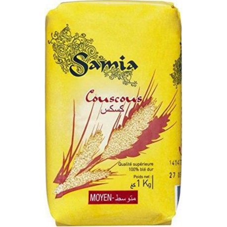 Samia Couscous Moyen de Qualité Supérieure 100% Blé Dur 1Kg (lot de 6)