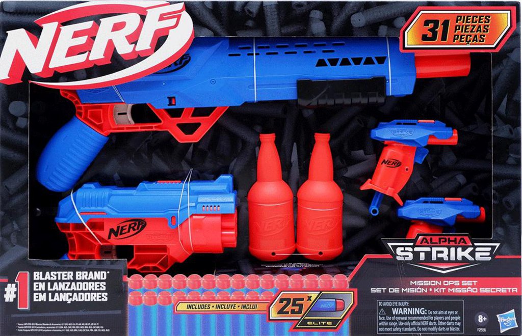 HASBRO Kit de mission blasters + accessoires et 25 fléchettes - Nerf Alpha  Strike pas cher 