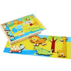 Imagin Puzzle éveil en bois La Savane 18 pièces