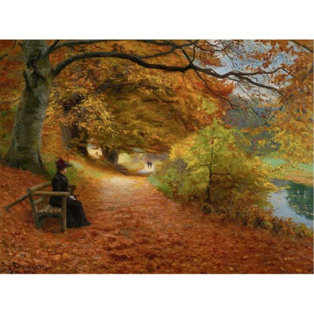 DToys Puzzle 1000 pièces : Hans Anderson Brendekilde : Chemin boisé d'automne