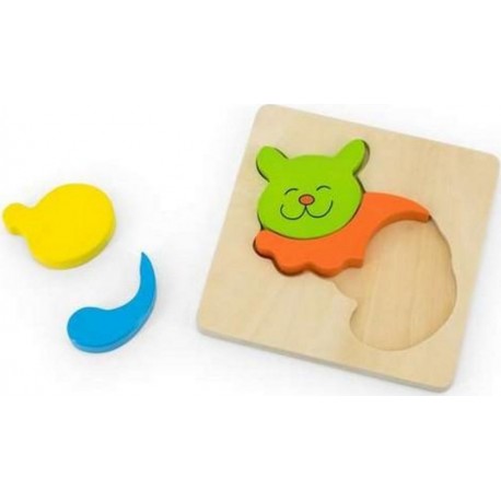 Plan Toys Puzzle en bois à encastrement 4 pièces : Chat