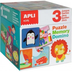 Apli Agipa Cube 3 Jeux Puzzle Professions Memory Animaux Domino Transports