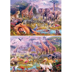 EDUCA Puzzles 2 x 100 pièces : Animaux sauvages