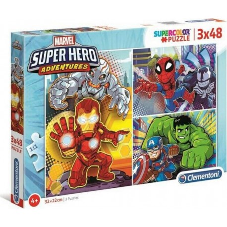 CLEMENTONI Puzzles 3x48 pièces SuperColor Marvel Sup