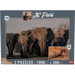 GOLIATH Puzzles 1000 et 500 pièces Collection JC Pieri Eléphants (Namibie) et Guépardeau (Zambie)