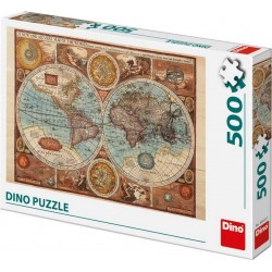 DINO Puzzle 500 pièces : Carte du monde de 1626