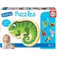 EDUCA Baby puzzle : 5 puzzles de 3 à 5 pièces : Animaux tropicaux