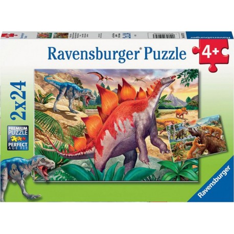 RAVENSBURGER Puzzle 2x24 piece mammouths et dinosaures