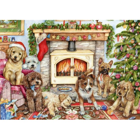 Puzzle 500 pièces : Chiots de Noël