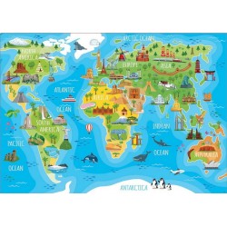 EDUCA Puzzle 150 pièces : Mappemonde monuments