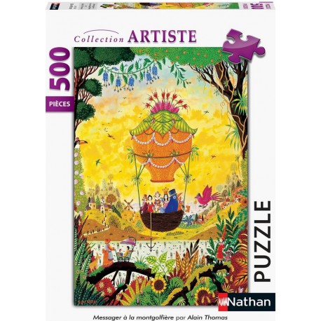 Nathan Puzzle 500 pièces : Collection artiste : Messager à la montgolfière, Alain Thomas