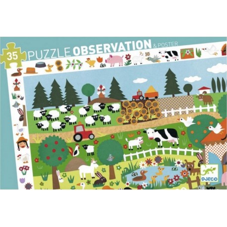 Djeco puzzle observation la ferme 35 pieces